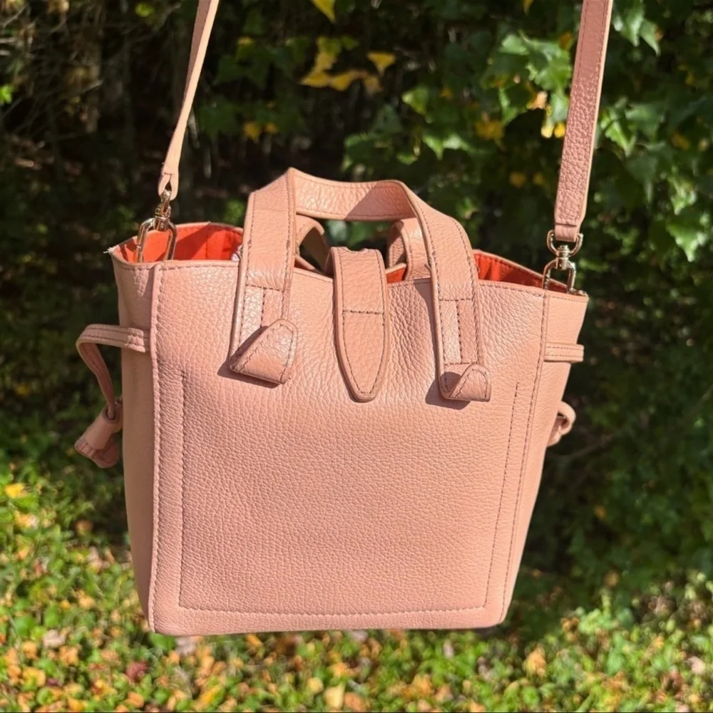 Furla Tote EUC Crossbody Genuine Leather Bag pebbled leather free charm & scarf - Picture 4 of 12